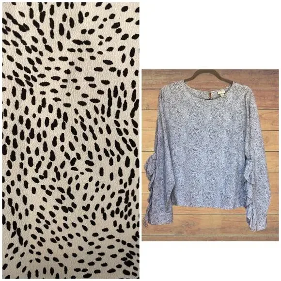 a new day animal print top with ruffle sleeve accent - Picture 1 of 7